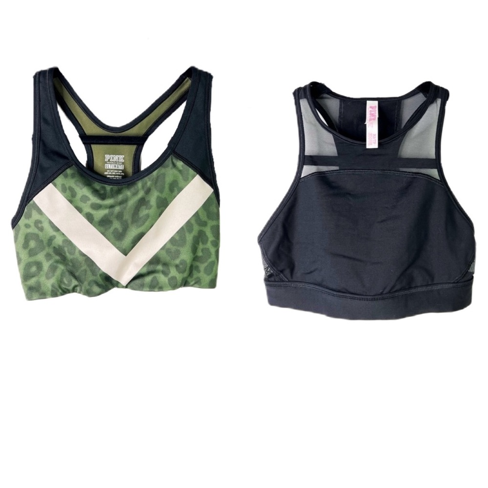 Pink Victoria's Secret Ultimate Athletic Sports Bra SET OF 2 Black Green Size XS